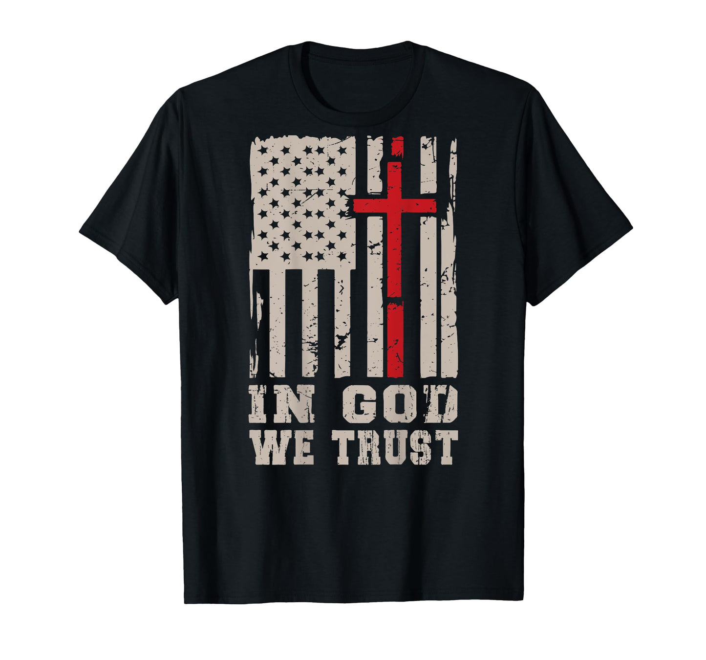 Men's In God We Trust Christian Faith Cross On Back Graphic T-Shirt