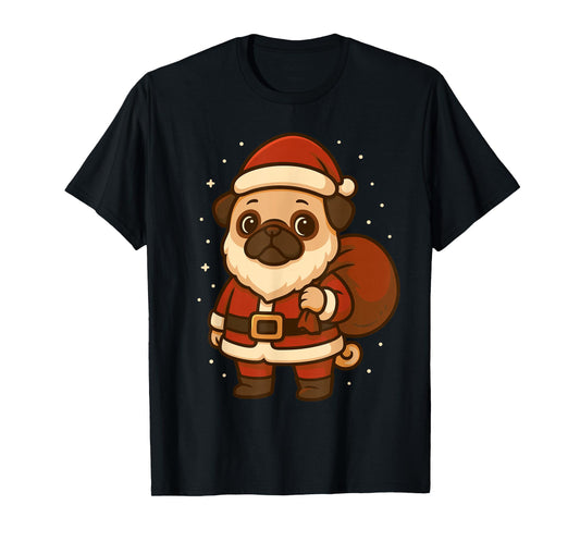 Cute Santa Pug Holiday Dog Santa T-Shirt