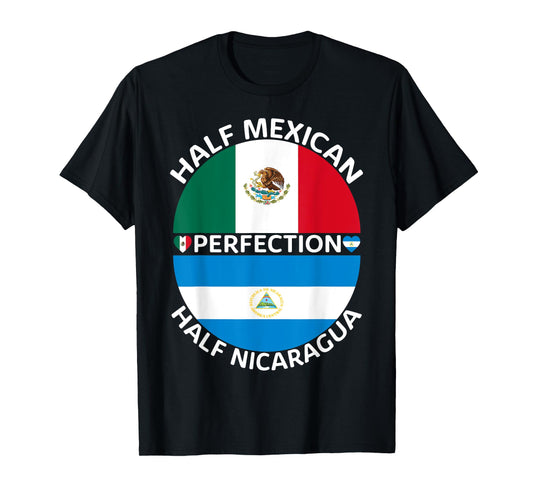 Half Mexican Half Nicaraguan Mexico Nicaragua Flag Roots Men T-Shirt
