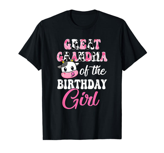 Great Grandma Of The Birthday Girl Farm Cow 1St Birthday T-Shirt