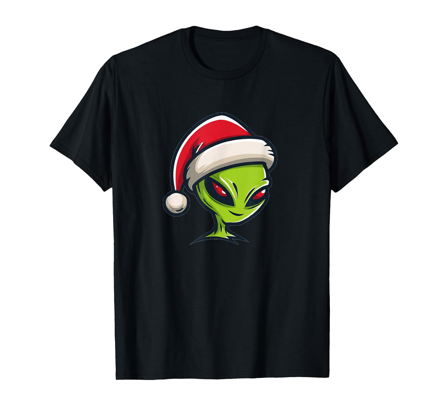 Funny Alien Christmas Costume with Santa Claus Hat T-Shirt