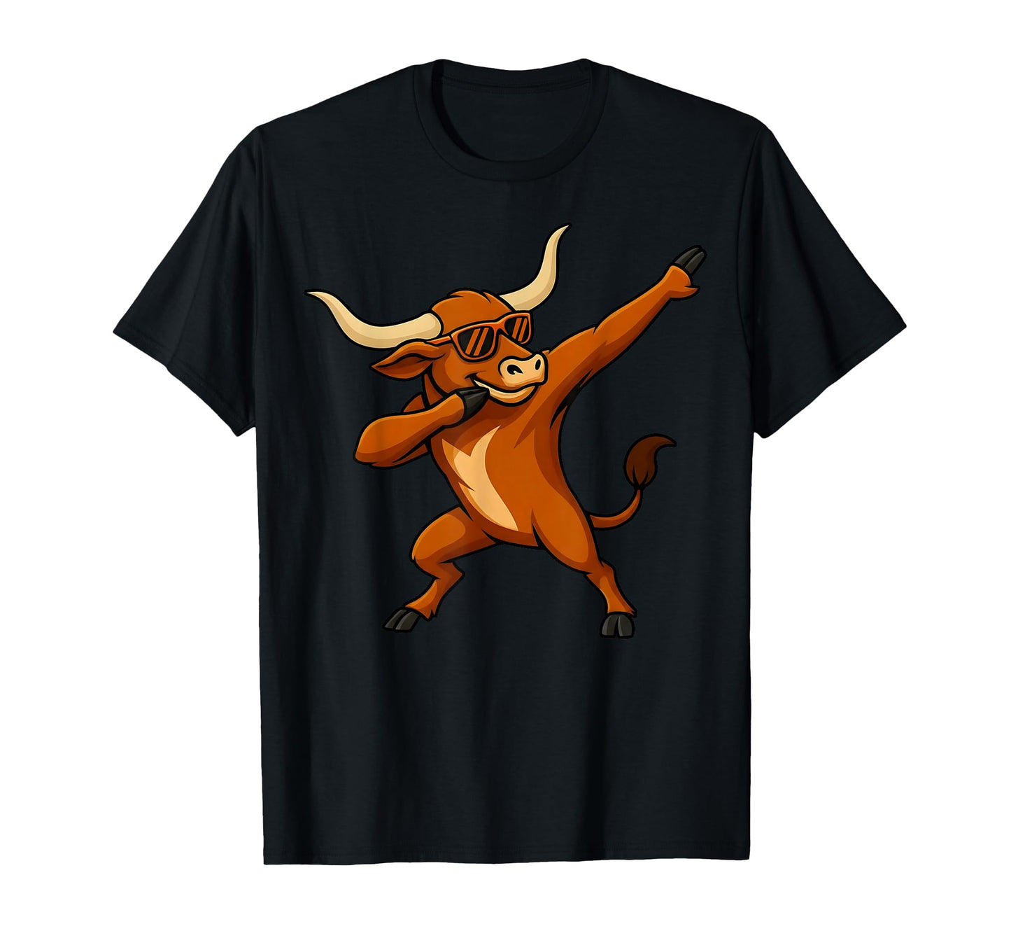 Longhorn Cow Dabbing with Sunglasses Men Women Girls Kids T-Shirt