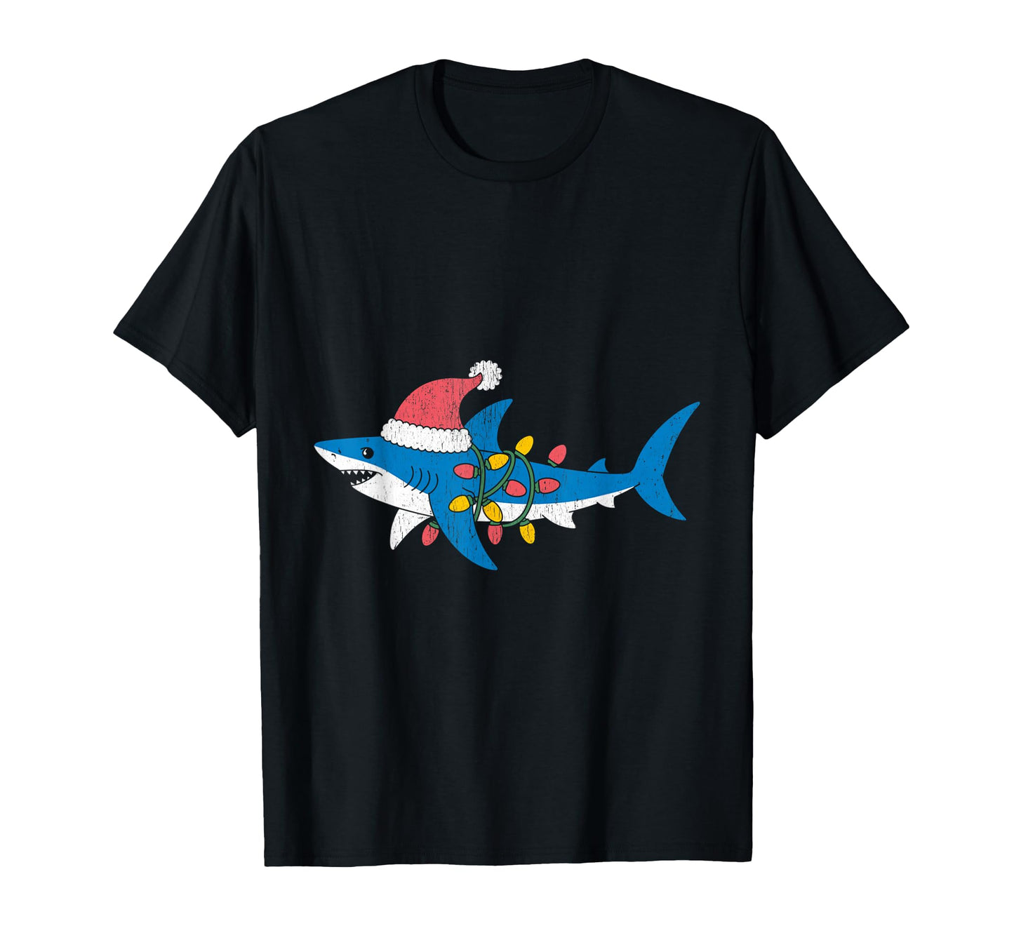 Funny Shark Santa Hat Christmas T-Shirt