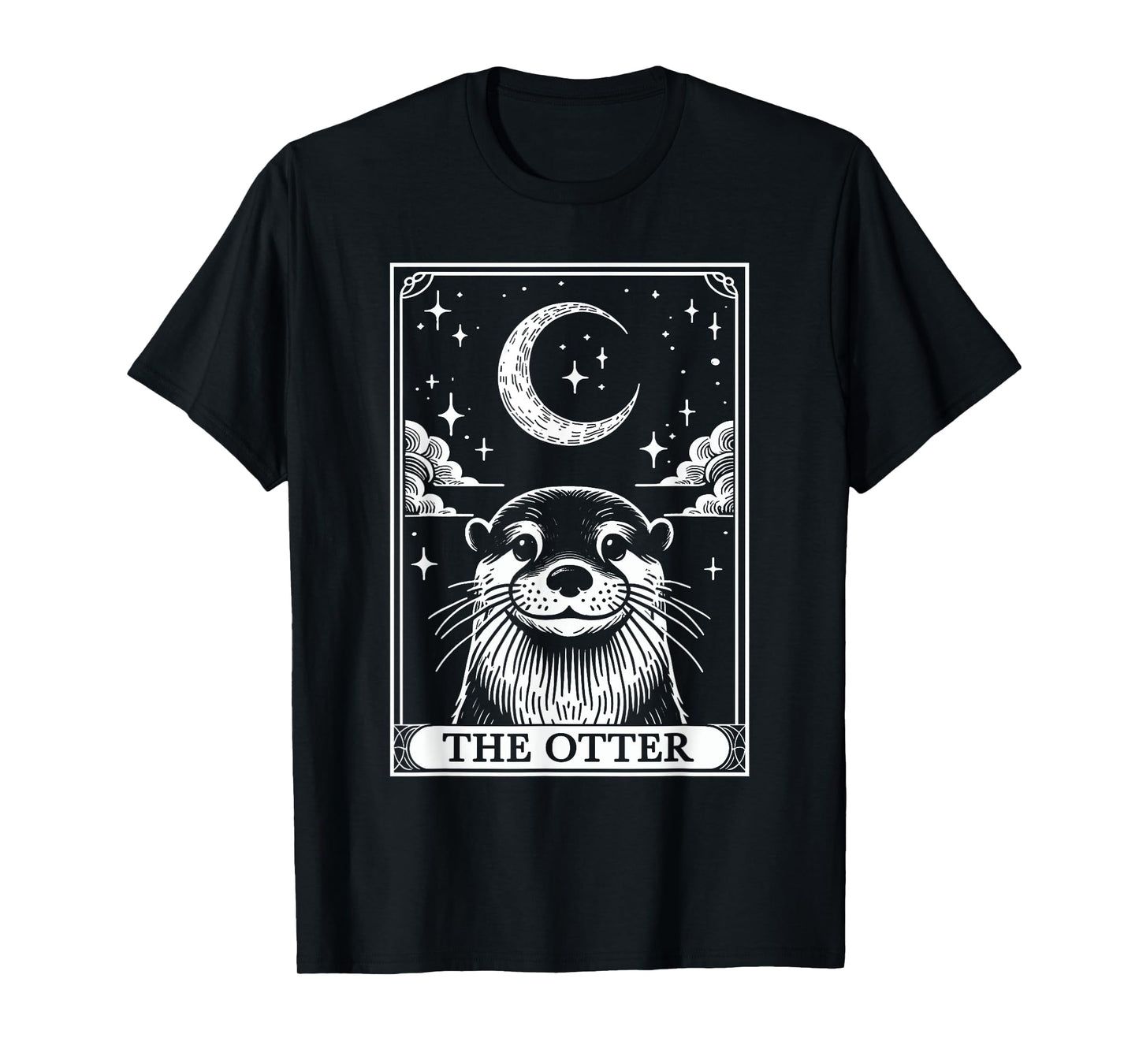 Tarot Card Vintage Crescent Moon Otter Animal Lovers T-Shirt