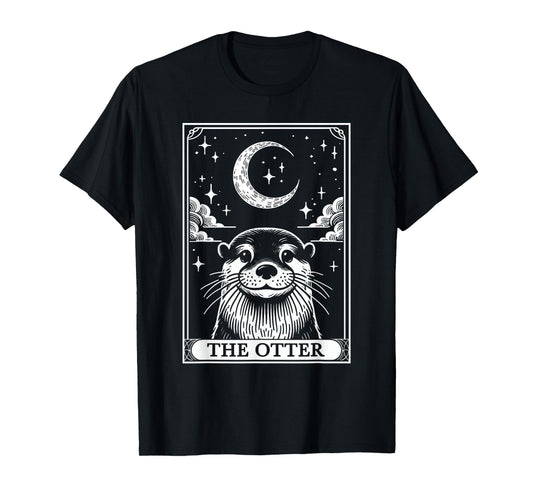 Tarot Card Vintage Crescent Moon Otter Animal Lovers T-Shirt