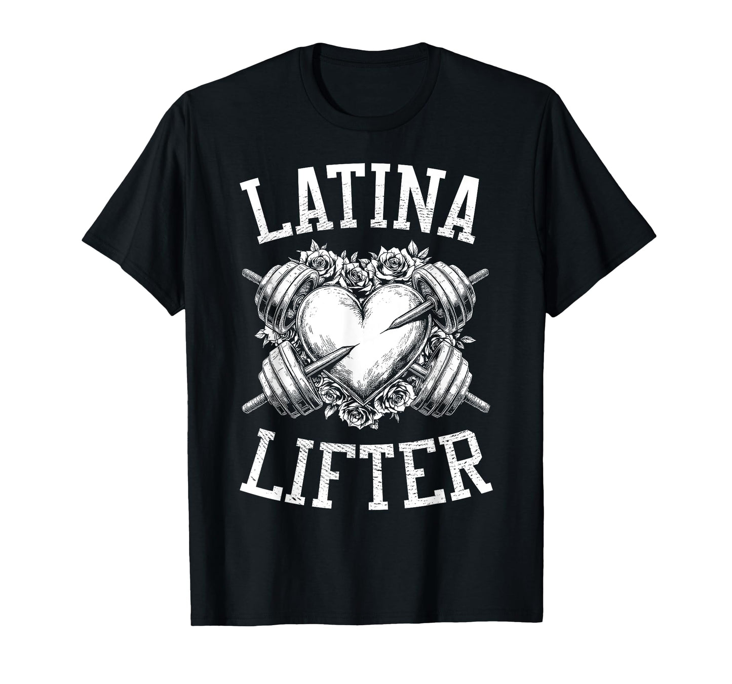 Latina Lifter Spanish Gym Barbell Heart Hispanic Fitness T-Shirt