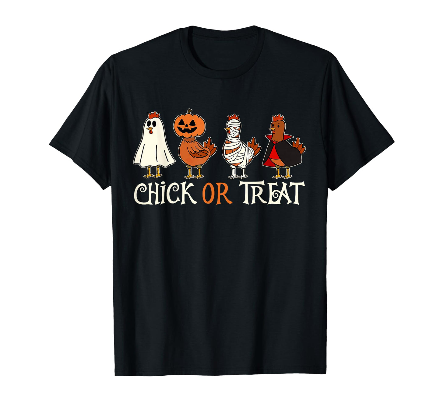 Chick Or Treat Halloween Pumpkin Ghost Spooky Cute Chicken T-Shirt