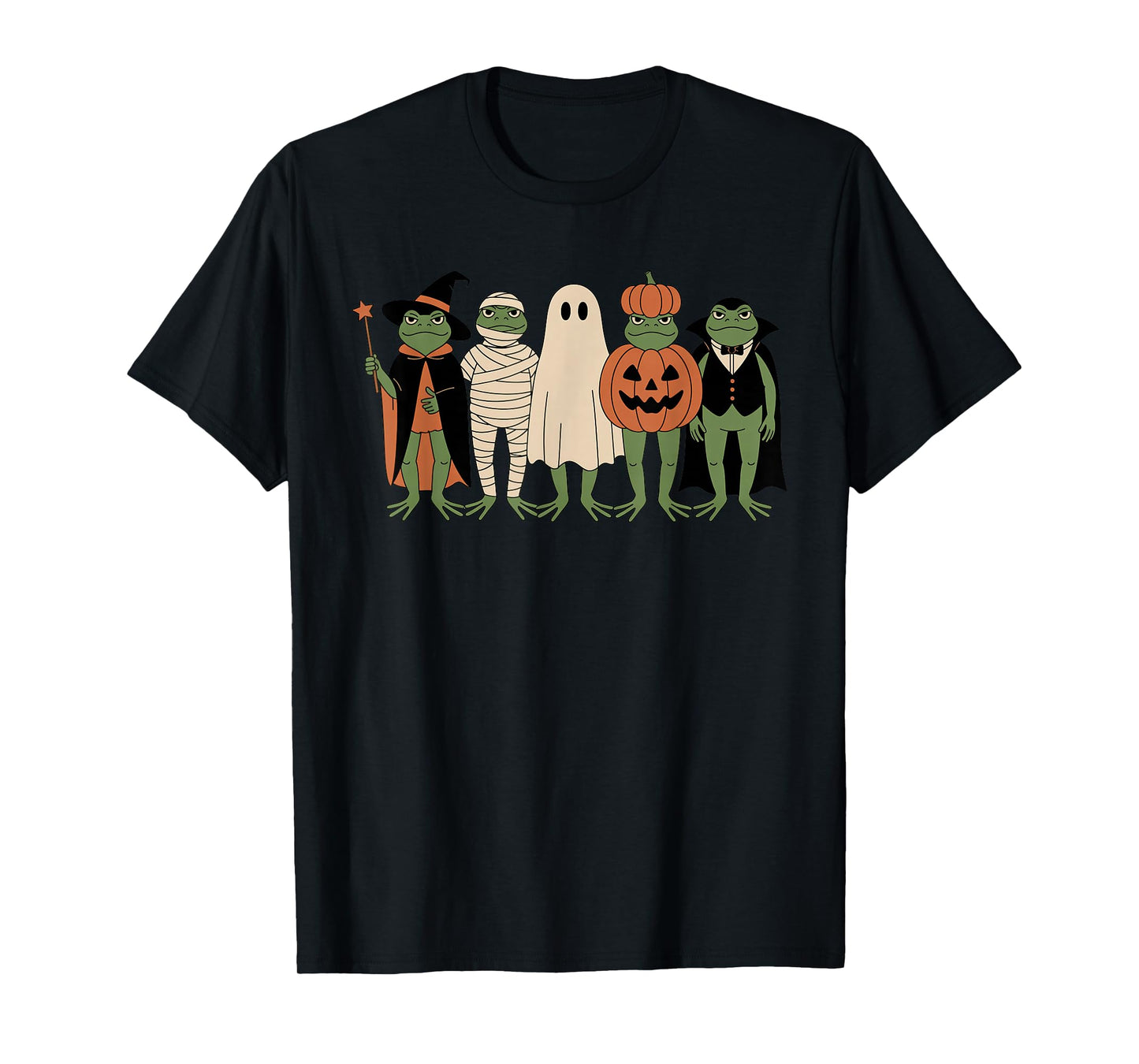 Frog Halloween Mummy Ghost Witch Pumpkin Spooky Costume Kids T-Shirt
