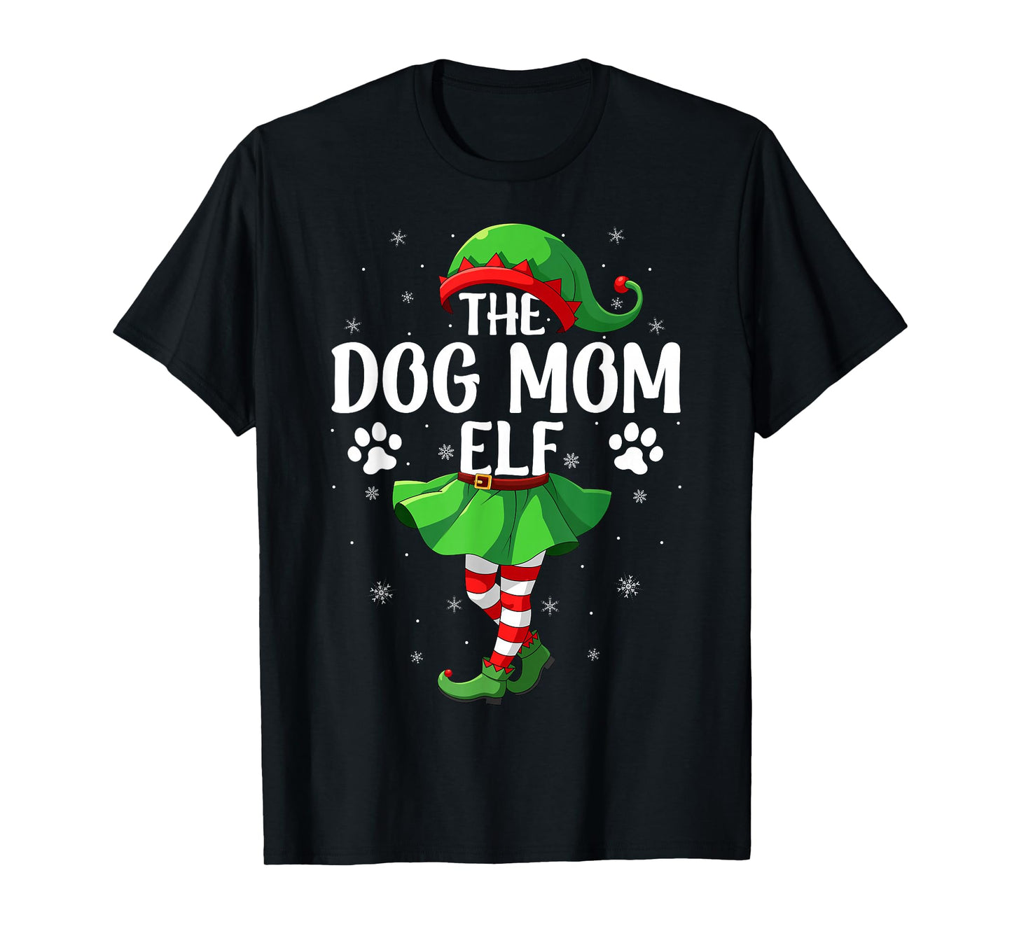 Dog Mom Elf Christmas Girls Women Elf Squad Xmas Family T-Shirt
