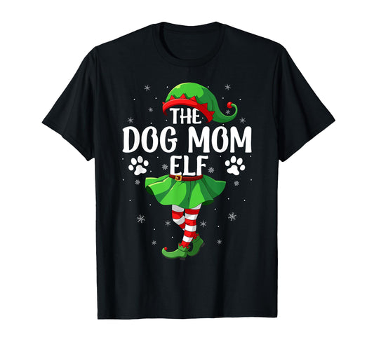 Dog Mom Elf Christmas Girls Women Elf Squad Xmas Family T-Shirt