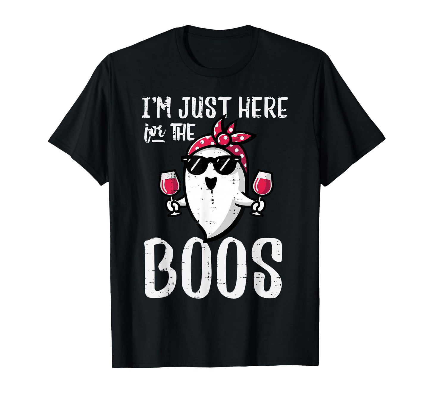 Halloween Ghost Bandana Here for Boos Funny Costume Women T-Shirt