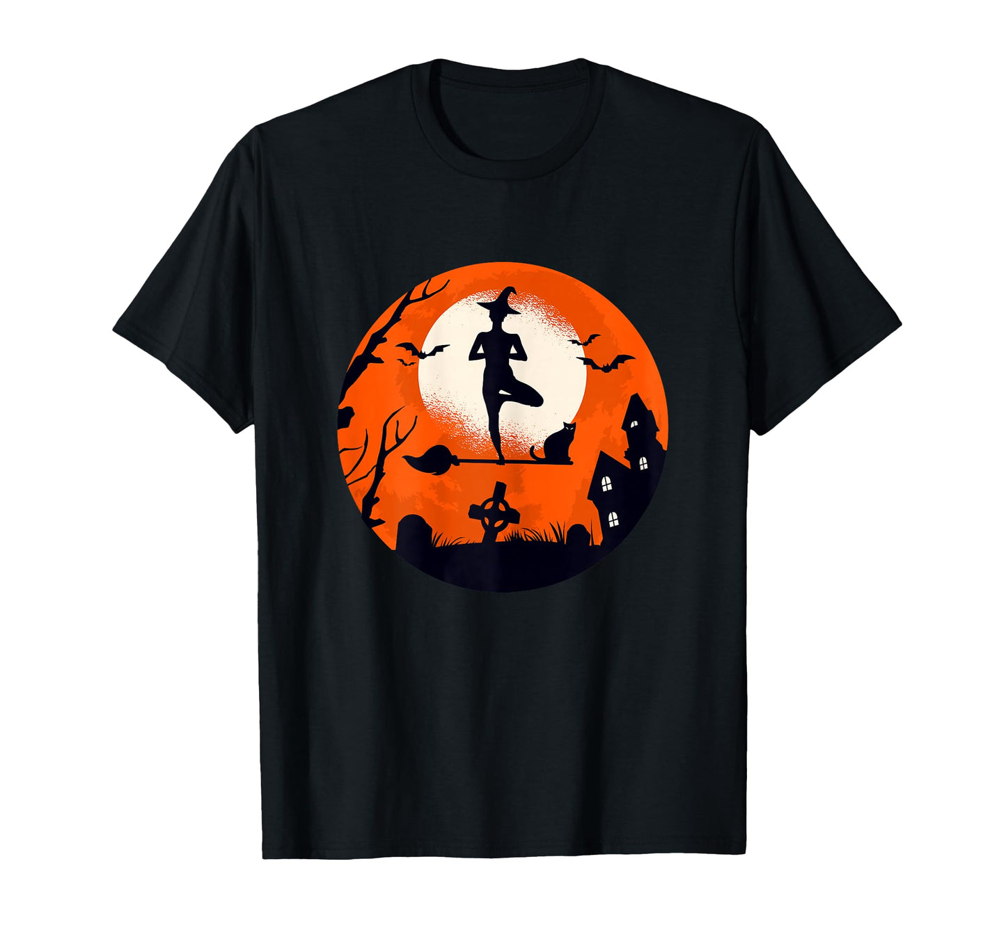 Witch Yoga Woman Halloween Funny Costume Design T-Shirt