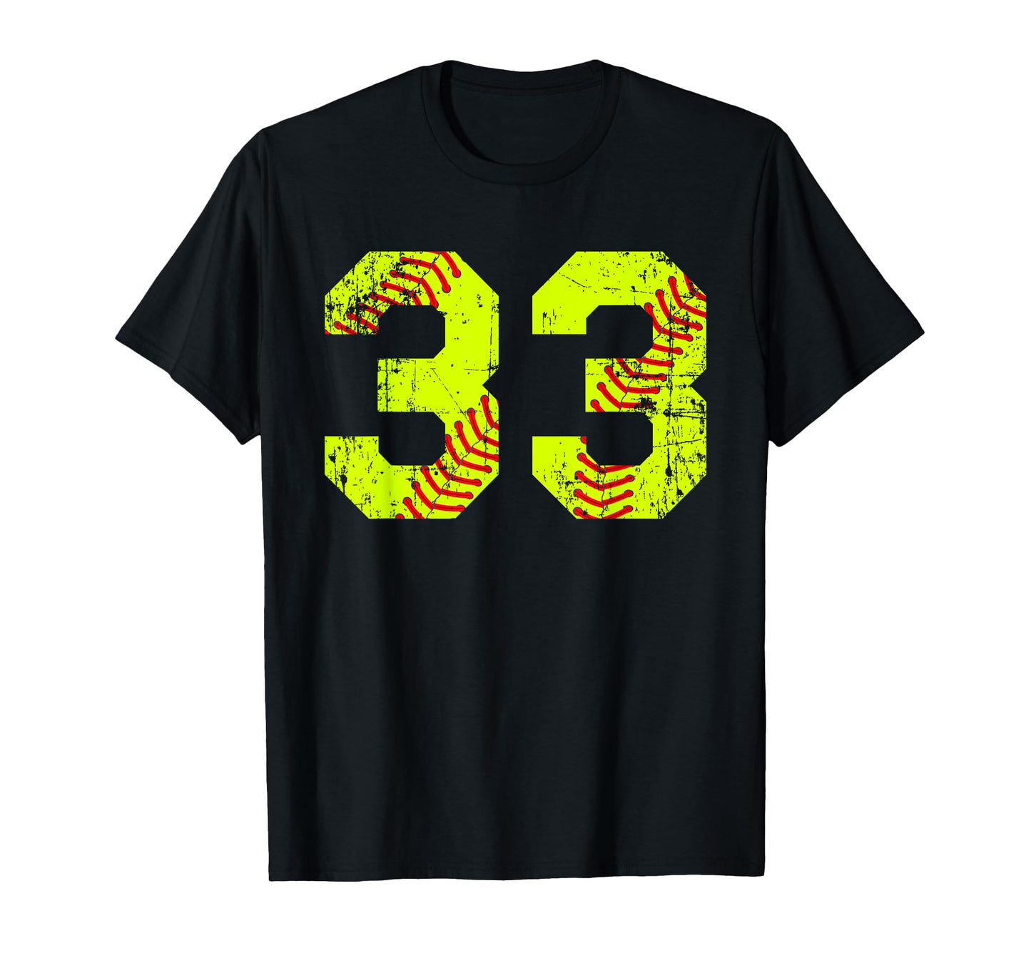 Vintage Softball 33 Jersey Number T-Shirt