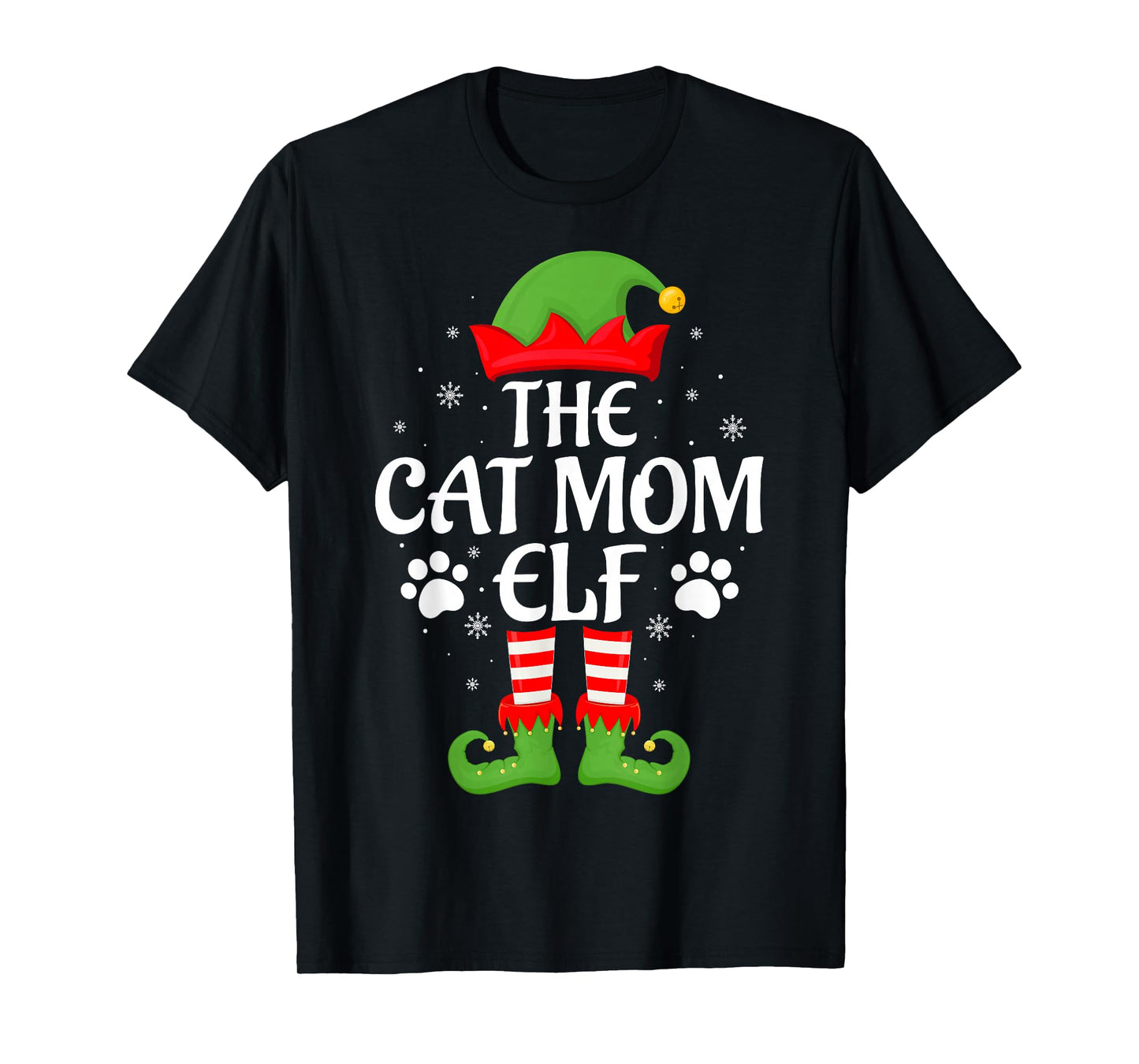 Cat Mom Elf Xmas Family Matching Elf Squad Christmas Women T-Shirt