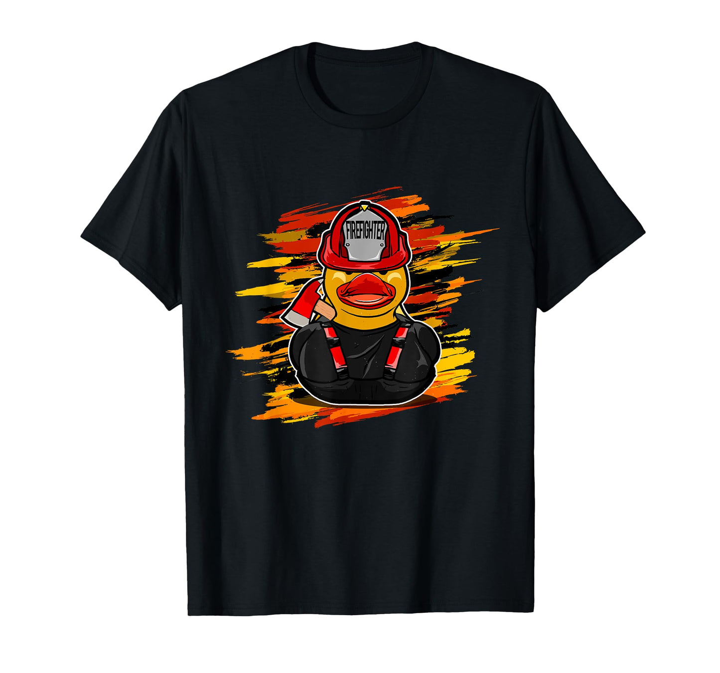 Fire Brigade Duck Unisex-Kids Black Firefighter Duck T-Shirt