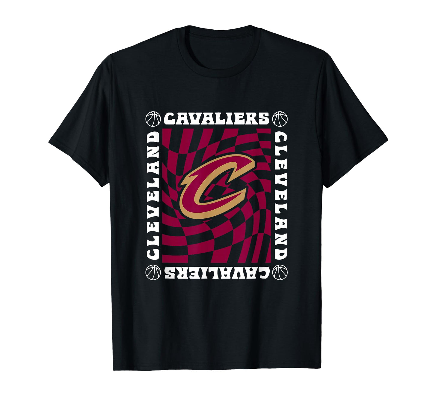 NBA Cleveland Cavaliers Retro Checkerboard Wave T-Shirt
