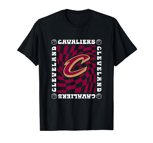 NBA Cleveland Cavaliers Retro Checkerboard Wave T-Shirt