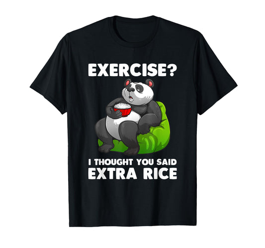Cute Rice Art Men Women Asian Food Rice Panda Exercise Humor T-Shirt