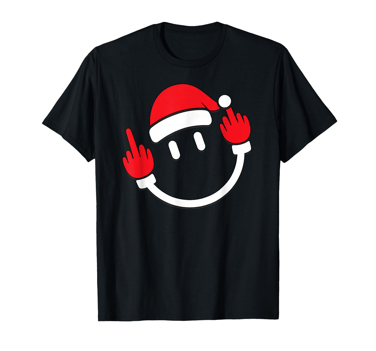 Santa Middle Finger Flip Off | Christmas Profanity Xmas T-Shirt