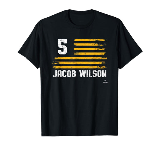 Flag Stripes Jacob Wilson Oakland Baseball MLBPA T-Shirt