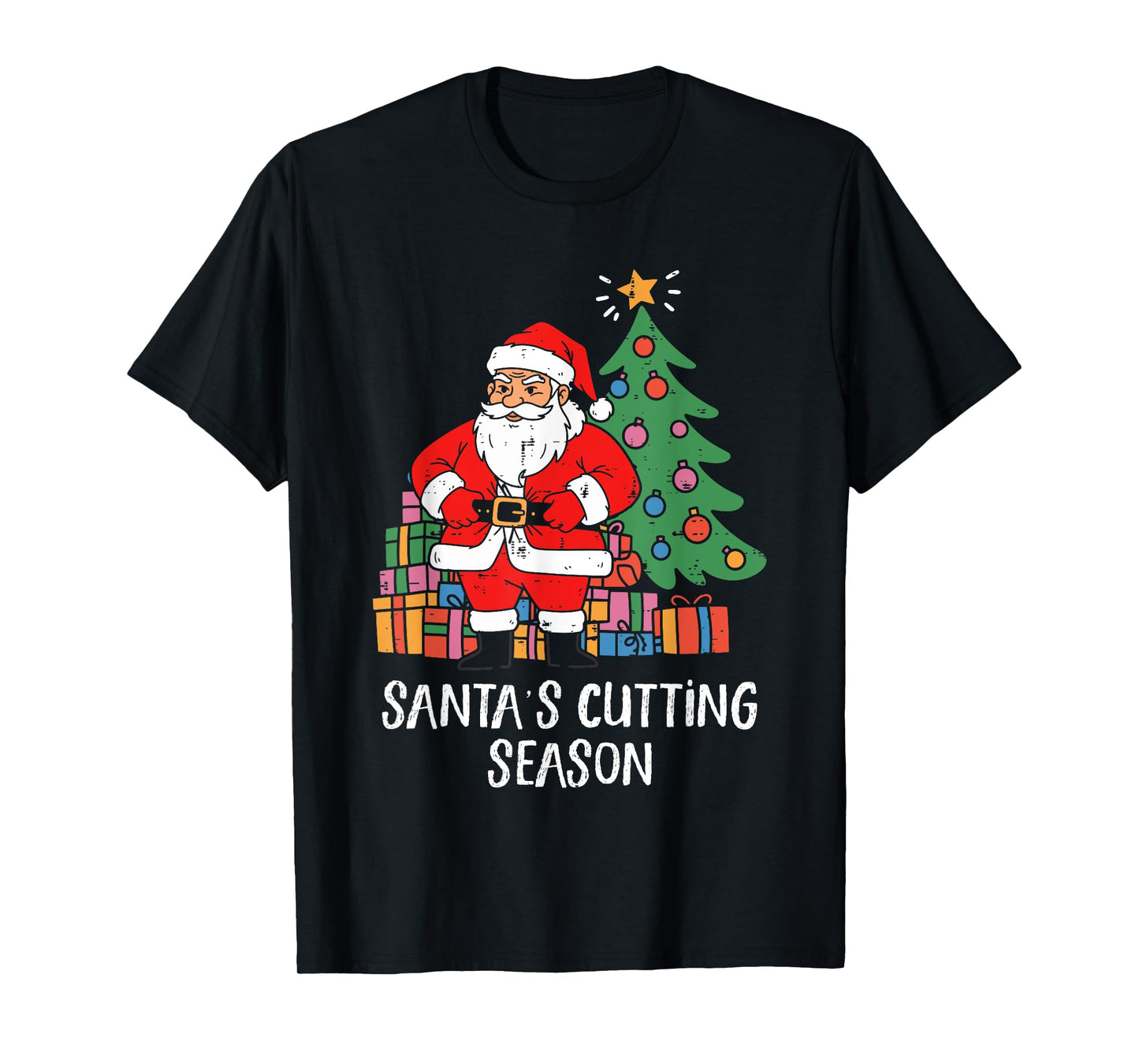 Santas Cutting Season Funny Gym Christmas Bodybuilder T-Shirt