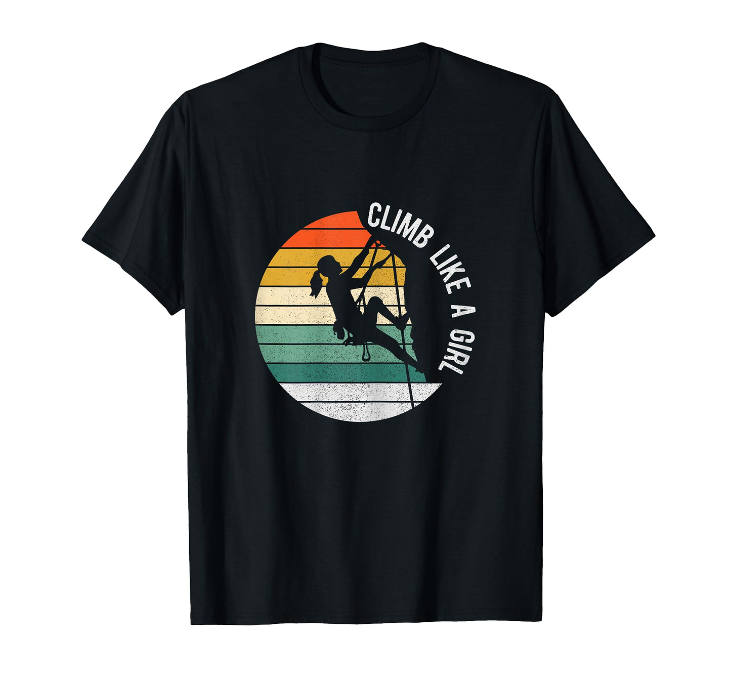 Climb Like A Girl Rock Climbing Gear Kids Women Sunset T-Shirt