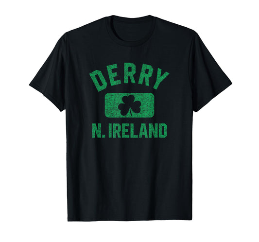 Derry N. Ireland Gym Style Distressed Green Print T-Shirt