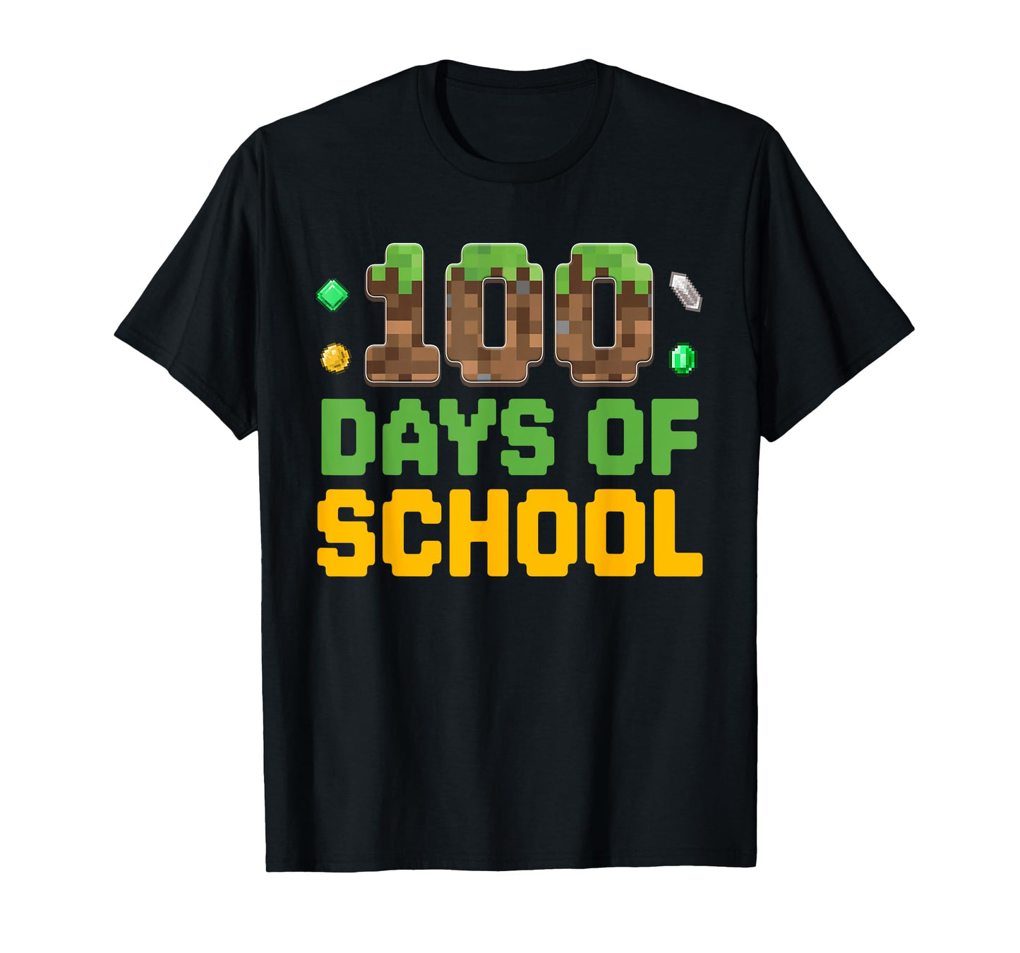 Boys Kids Gamer 100 Days Of School Video Game Pixel T-Shirt