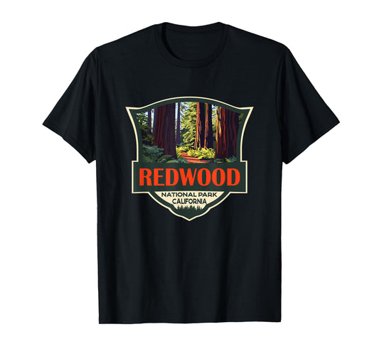 Redwood National Park Illustration Retro Badge T-Shirt