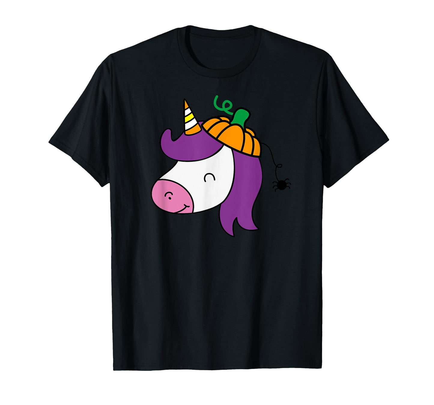 Unicorn Smile Face Head Pumpkin Spider Halloween Costume T-Shirt