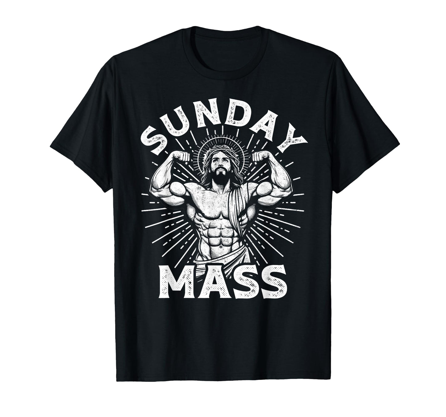 Funny Christian Sunday Mass Bodybuilder Gym Jesus Motivation T-Shirt