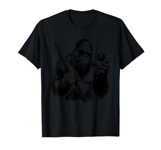 Bigfoot Billiards Player - Funny Sasquatch Billiards Lover T-Shirt