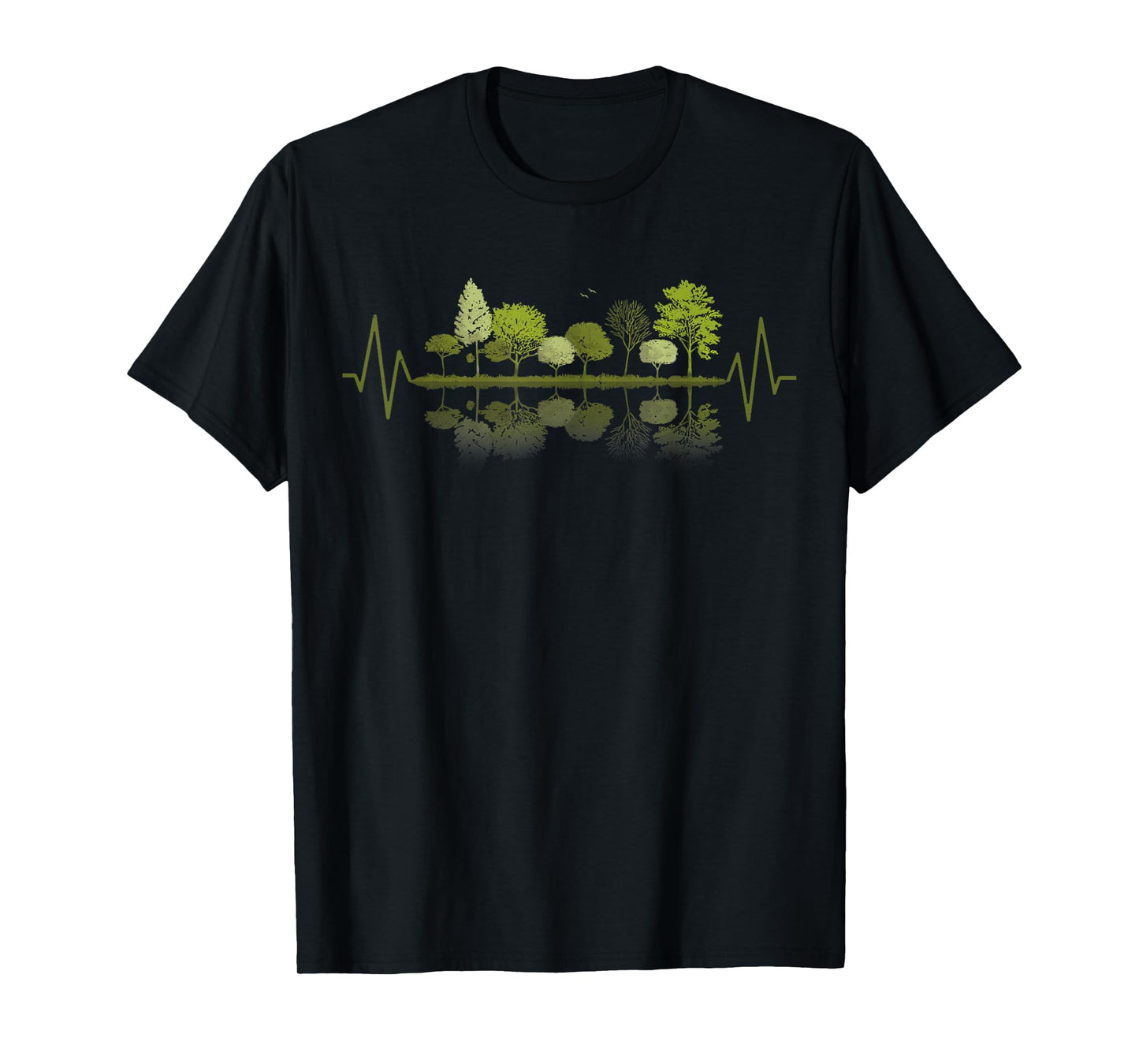 Retro Forest Heartbeat Vintage Trees Wildlife Nature Lover T-Shirt
