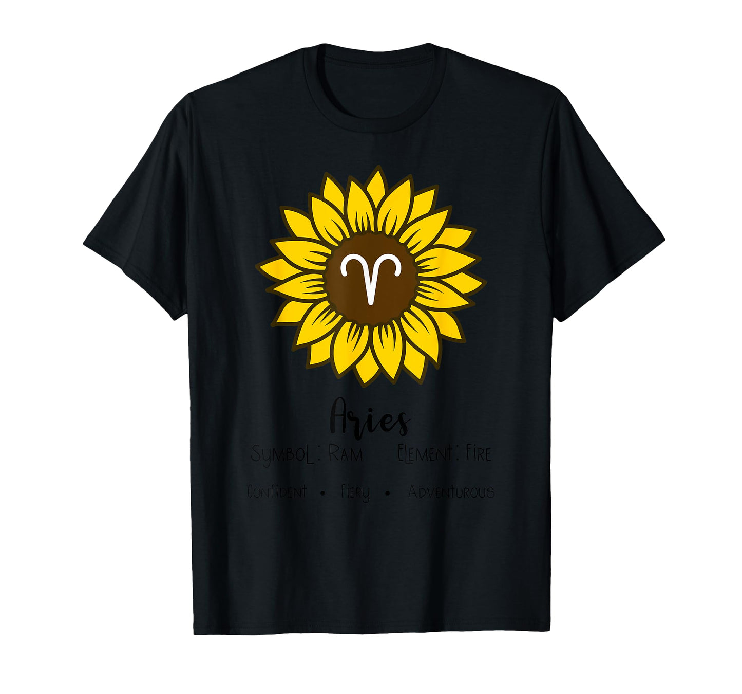 Sunflower Aries Birthday Horoscope Zodiac Astrology Women T-Shirt
