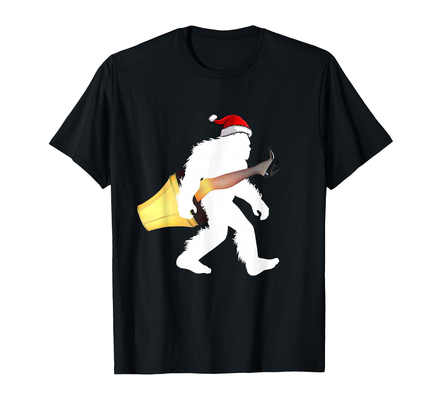 Funny Santa Bigfoot Italian Lamp Christmas Sasquatch Gifts T-Shirt