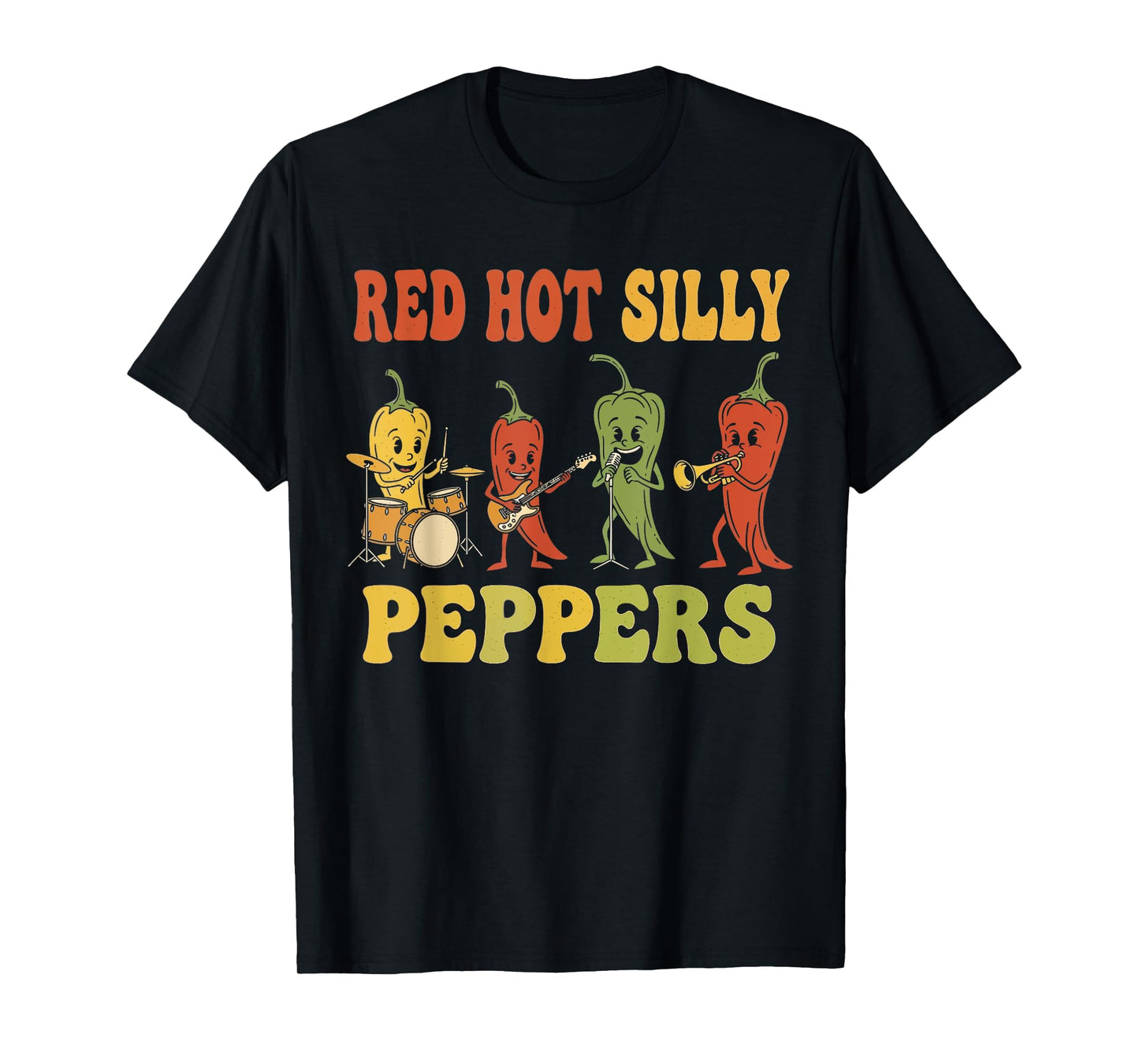 Funny Spicy Red Hot Silly Peppers Band Retro Pepper Music T-Shirt