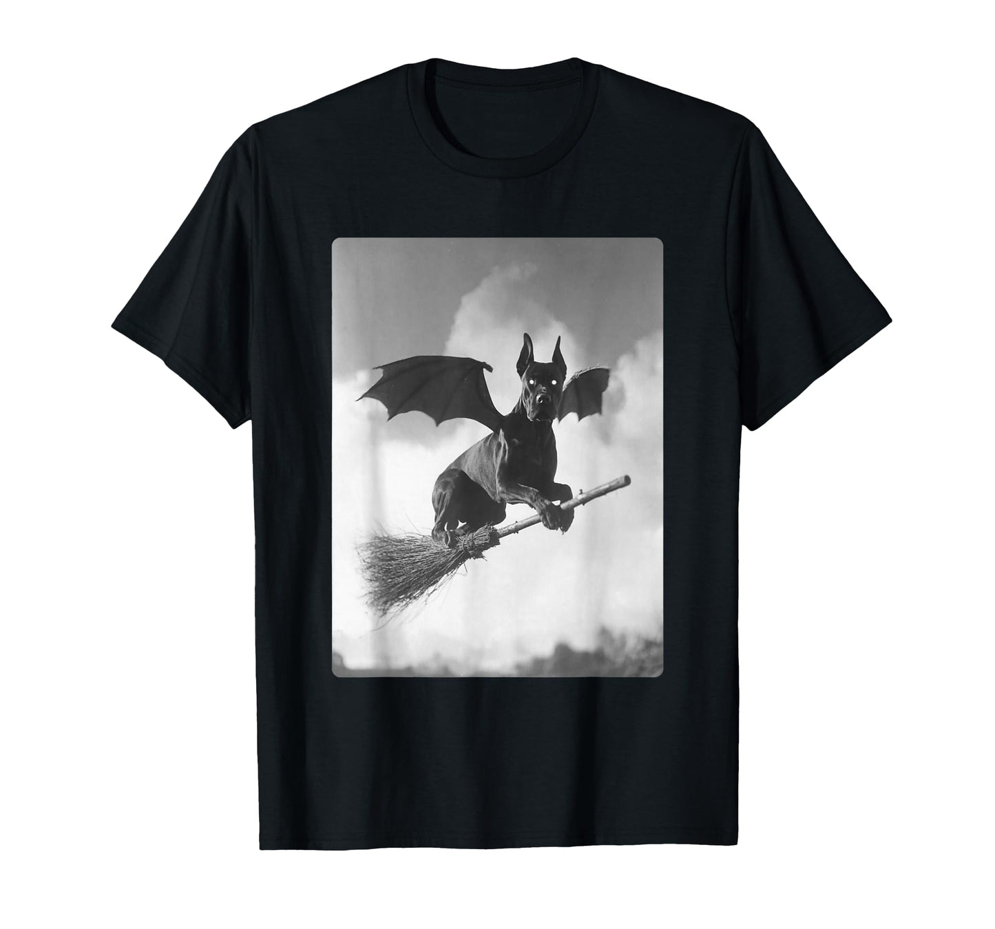 Gothic Cane Corso Witch Broom Bat Wings Spooky Halloween Dog T-Shirt