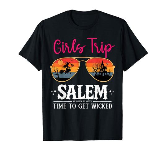 Cute Witch Sunglasses Girls Trip Salem Time to Get Wicked T-Shirt