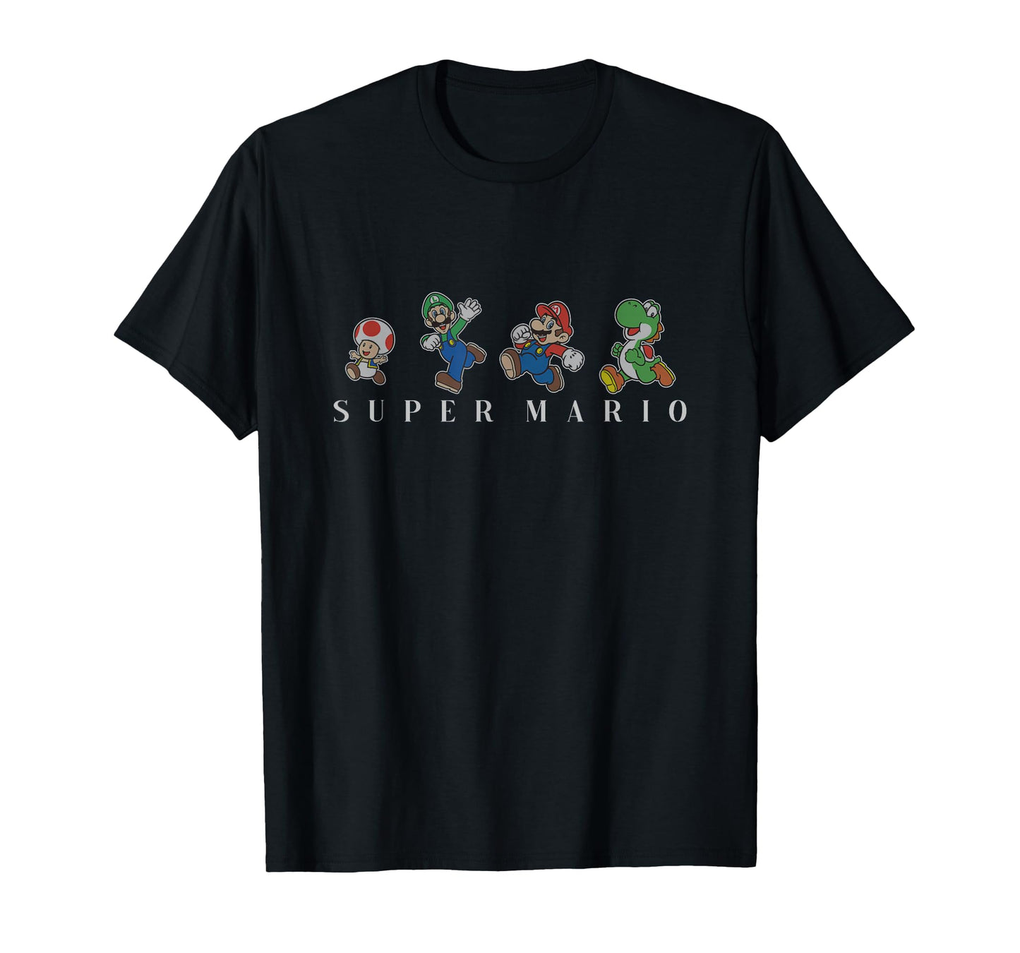 Super Mario Classic Character Line Up Simple Text T-Shirt