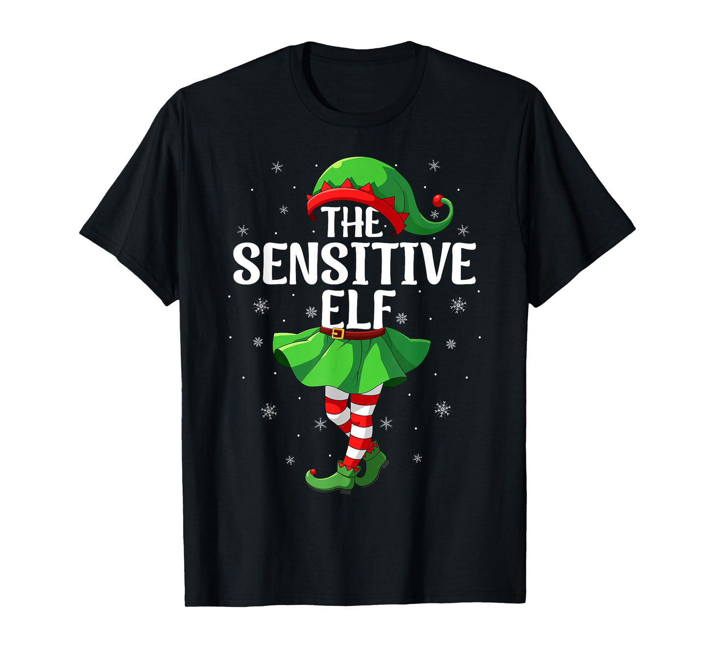 Sensitive Elf Christmas Girls Women Elf Squad Xmas Family T-Shirt