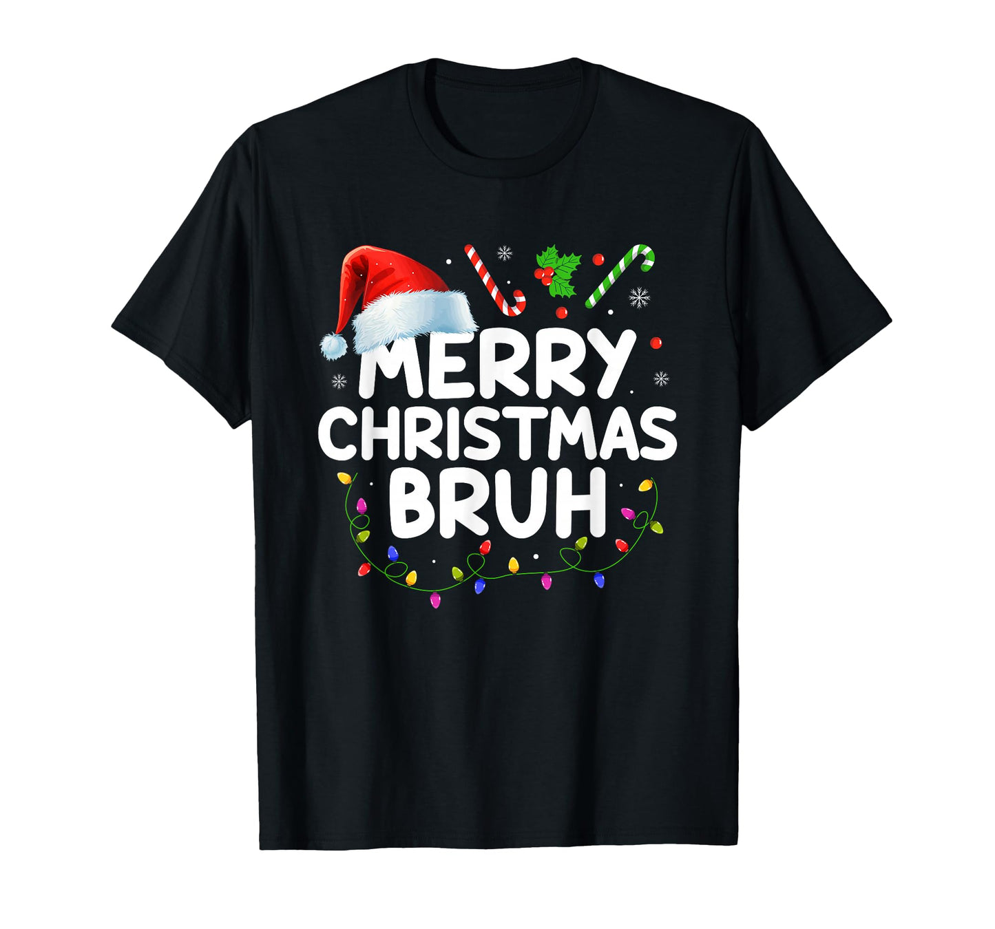 Merry Christmas Bruh Funny Santa Family Teens Boys Men Xmas T-Shirt
