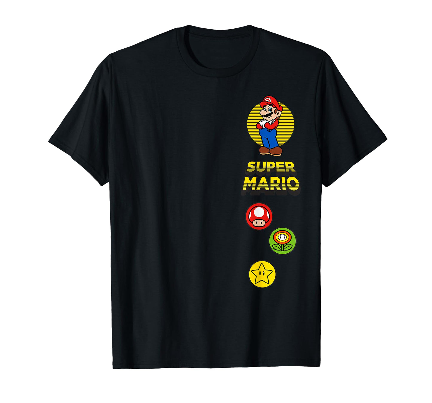Super Mario Bros Power Up Vintage Game Icons T-Shirt