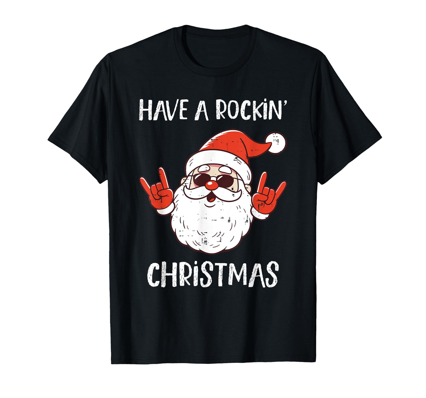 Have A Rockin Christmas Cool Santa Funny Family Kids Boys T-Shirt