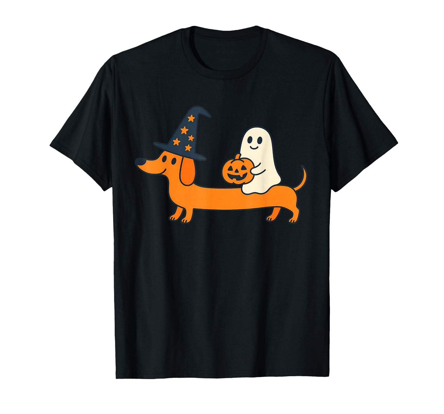 Witchy Dachshund Funny Halloween Pumpkin Ghost T-Shirt