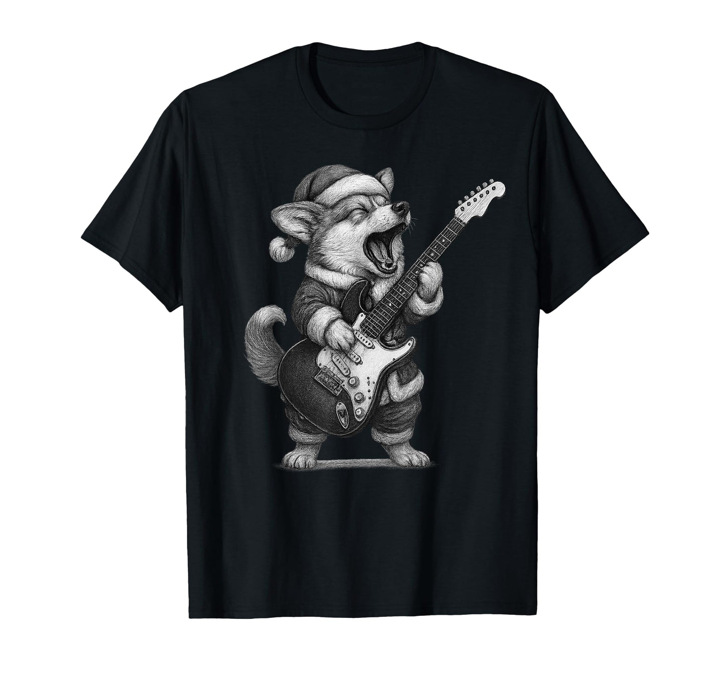 Corgi Playing Guitar Christmas Dog Lover T-Shirt