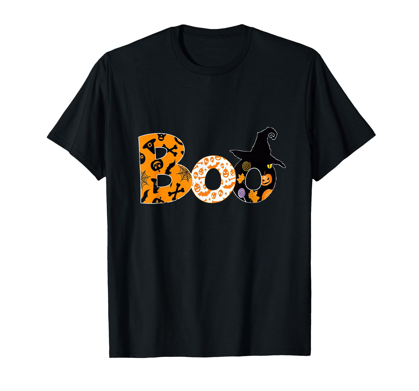 Boo Halloween Cute Spooky Witch Hat & Pumpkin Tee T-Shirt