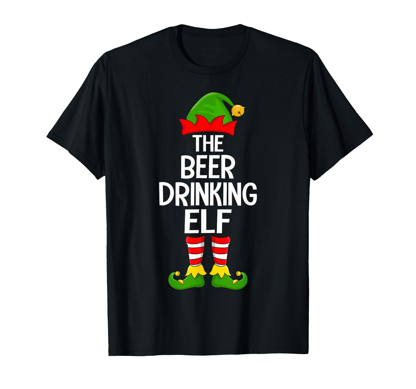 Beer Drinking Elf Xmas Matching Family Elf Squad Christmas T-Shirt
