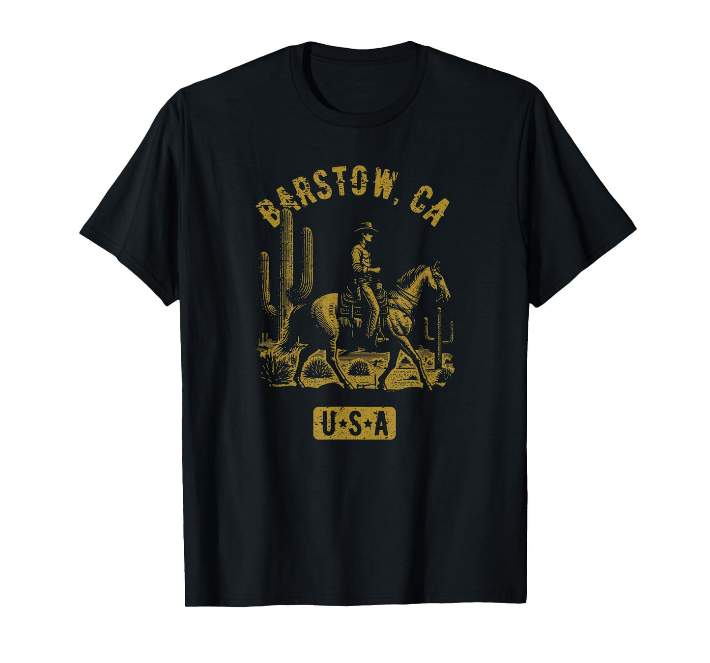 Barstow CA USA Cowboy Horse Distressed Style Design T-Shirt