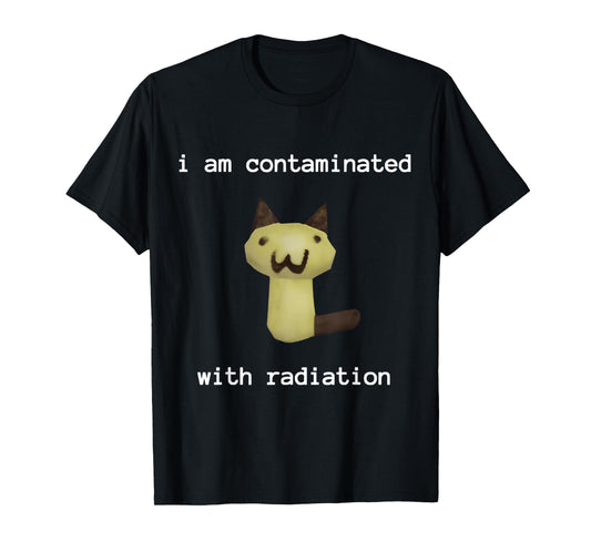 I Am Contaminated with Radiation FUNNY Unisex T-Shirt, Black, Small, Short Sleeve, Classic Fit, Polyester, Cartoon, Vintage, Unique Humorous Theme, Festive Design