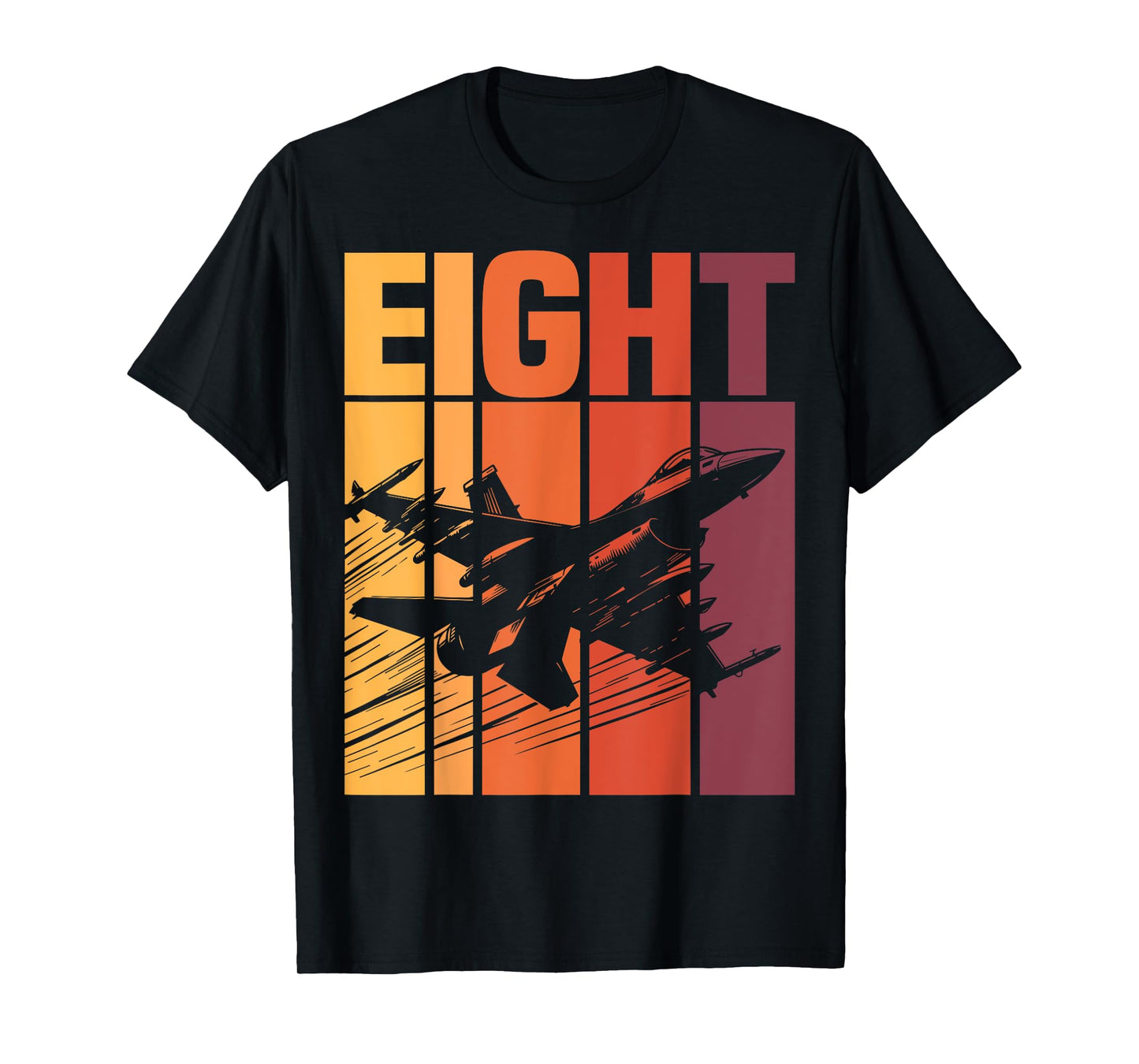 Military Fighter Jet Retro Eight Year Old Boys 8th Birthday T-Shirt
